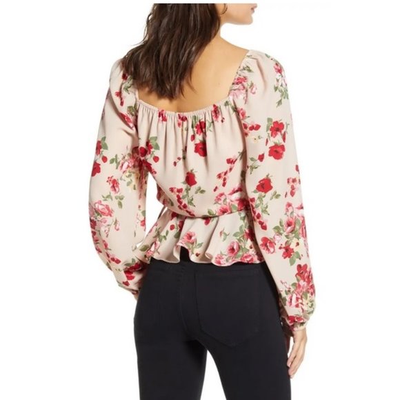 Leith Nordstrom, New Floral Wrap Top, Pink/Blush - Picture 2 of 8